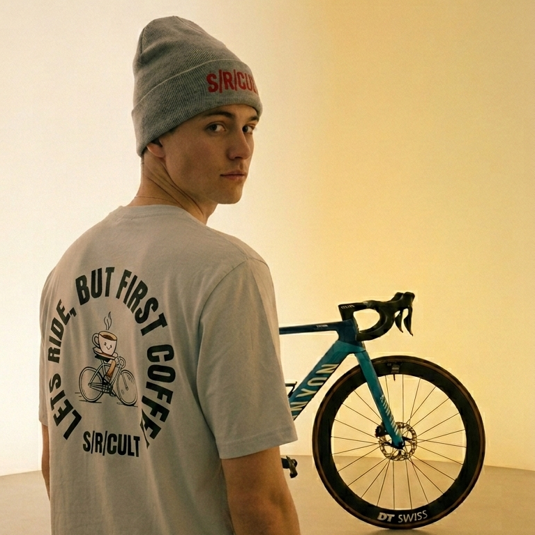 Lets Ride But First Coffee – Cycling Graphic Tee – Minimalist Bike Café Shirt